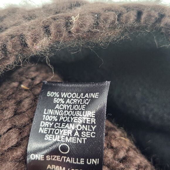 The North Face Wool Blend Chunky Knit Hat Unisex Choco Brown Ski Luxury - Picture 8 of 9